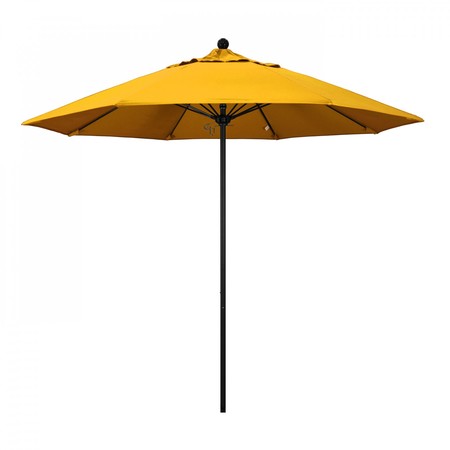 CALIFORNIA UMBRELLA 9' Black Aluminum Market Patio Umbrella, Pacifica Yellow 194061335949